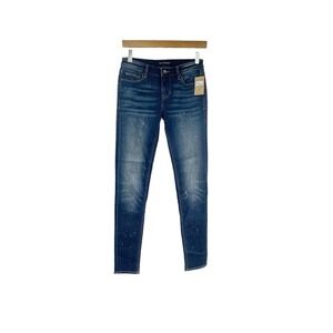 Cult of Individuality Zen Mid Rise Jeans Denim Womens Size 25 Splatter Skinny